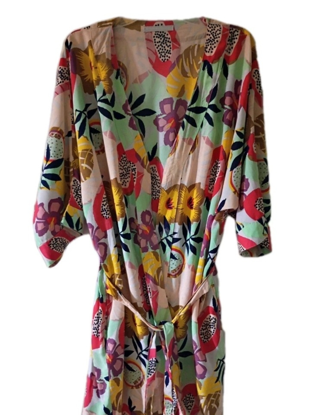 Floral Wrap Kimono Jacket in Multicolor Ligh Weight Summer Colorful